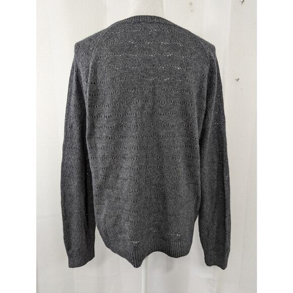 ANN TAYLOR LOFT! WOOL & COTTON BLEND CHARCOAL GRAY FANCY STITCH SWEATER! SZ XL - Picture 5 of 8